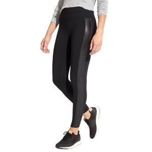 Athleta Black Tux Metro Leather Panel Leggings